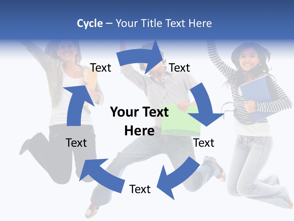 Excited Group Of Students Jumping, Isolated Over White PowerPoint Template