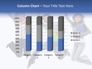 Excited Group Of Students Jumping, Isolated Over White PowerPoint Template