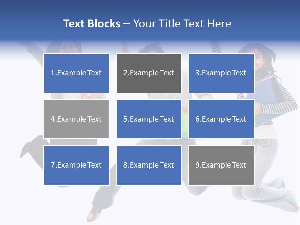 Excited Group Of Students Jumping, Isolated Over White PowerPoint Template