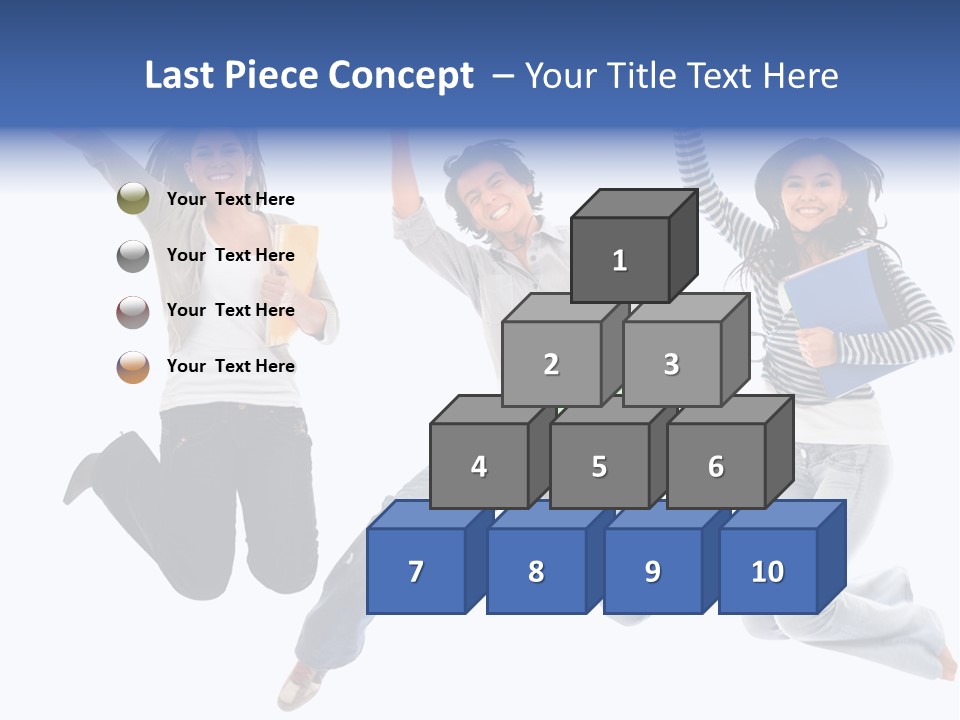 Excited Group Of Students Jumping, Isolated Over White PowerPoint Template