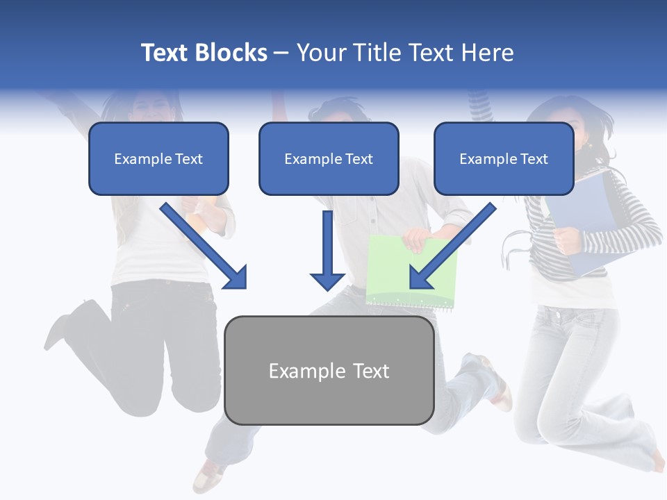 Excited Group Of Students Jumping, Isolated Over White PowerPoint Template