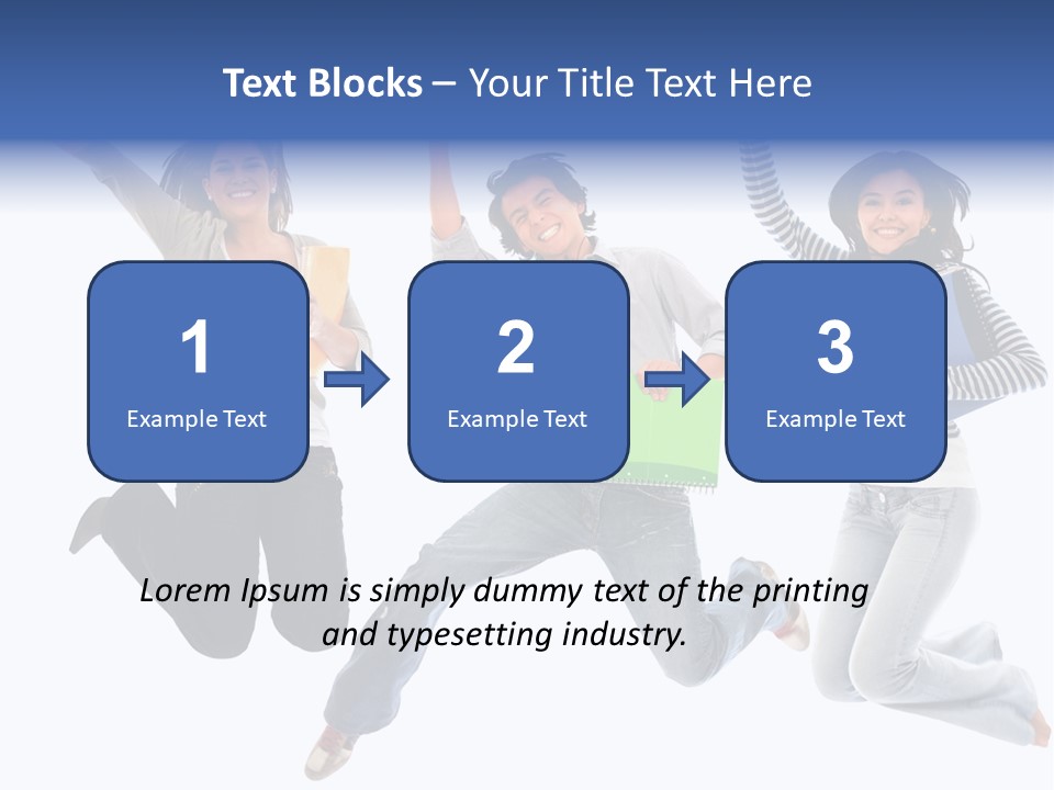 Excited Group Of Students Jumping, Isolated Over White PowerPoint Template