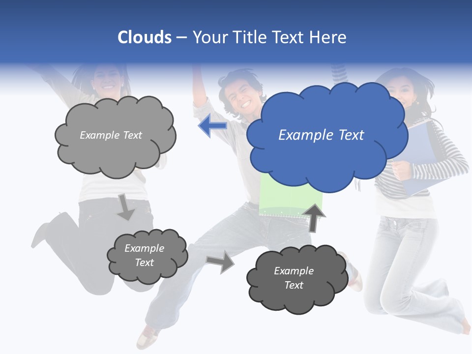 Excited Group Of Students Jumping, Isolated Over White PowerPoint Template