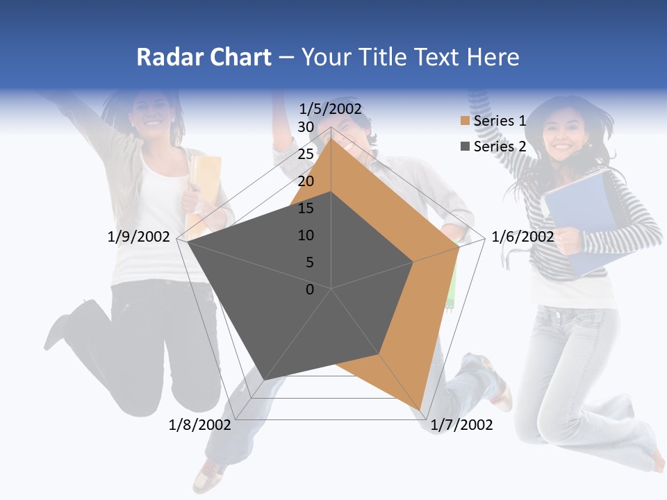 Excited Group Of Students Jumping, Isolated Over White PowerPoint Template