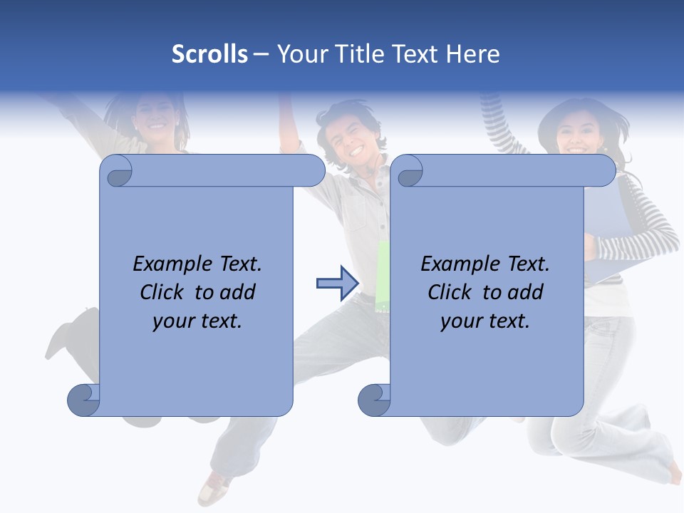 Excited Group Of Students Jumping, Isolated Over White PowerPoint Template