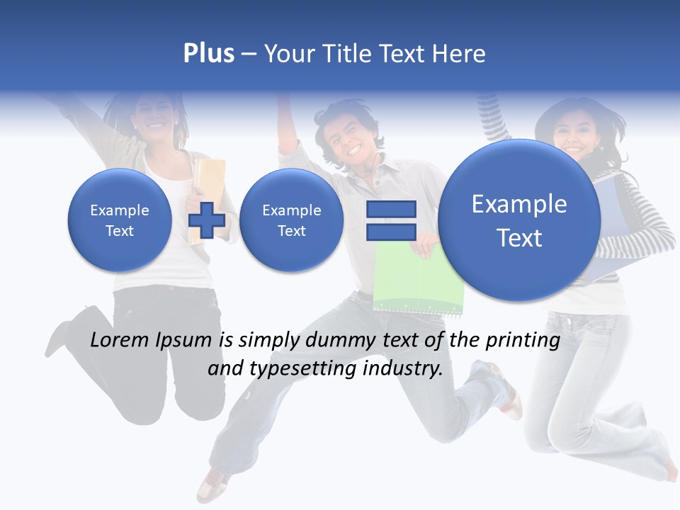 Excited Group Of Students Jumping, Isolated Over White PowerPoint Template