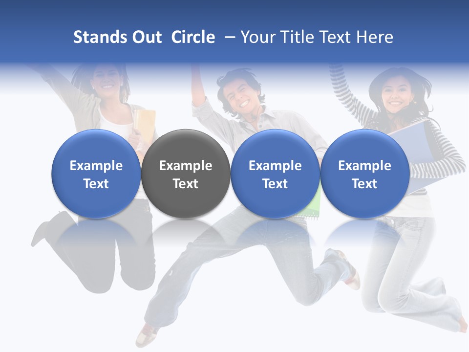 Excited Group Of Students Jumping, Isolated Over White PowerPoint Template