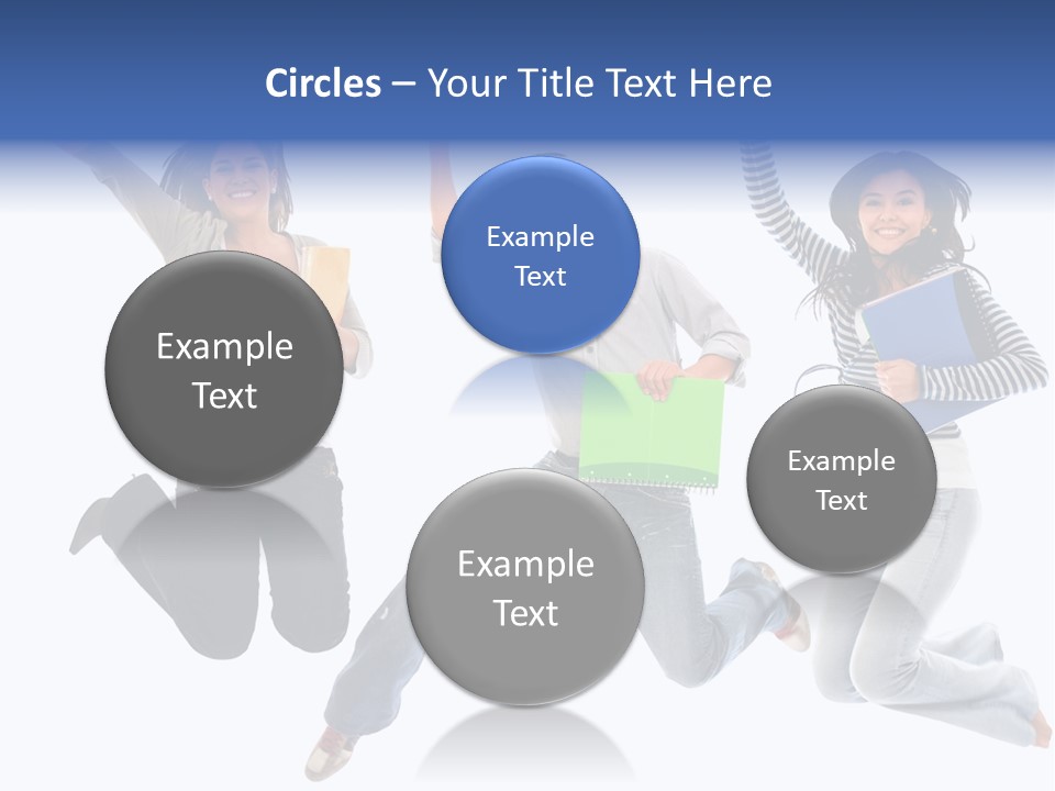 Excited Group Of Students Jumping, Isolated Over White PowerPoint Template