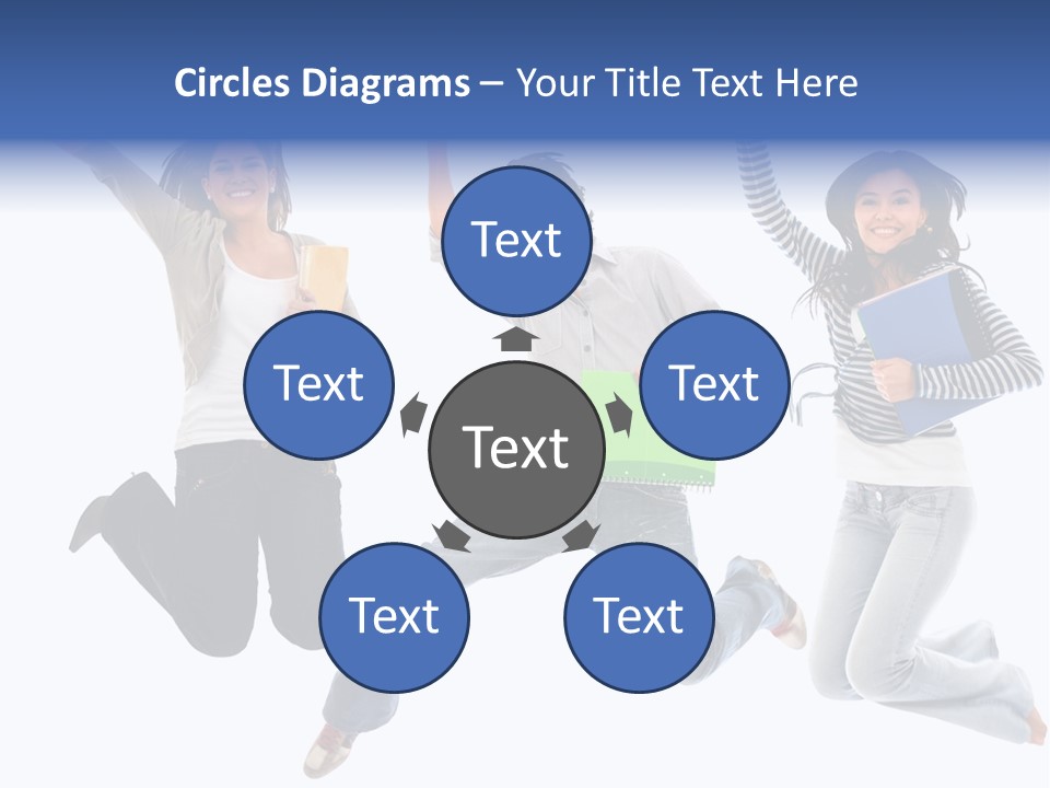 Excited Group Of Students Jumping, Isolated Over White PowerPoint Template