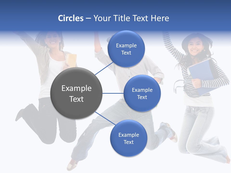 Excited Group Of Students Jumping, Isolated Over White PowerPoint Template