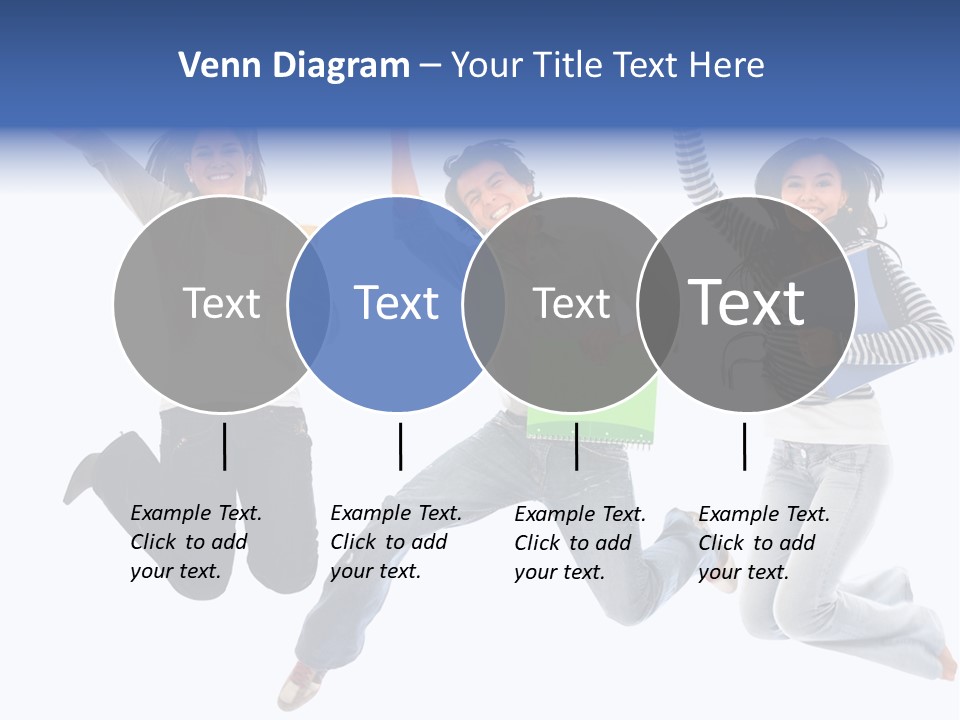 Excited Group Of Students Jumping, Isolated Over White PowerPoint Template