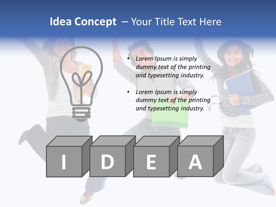 Excited Group Of Students Jumping, Isolated Over White PowerPoint Template