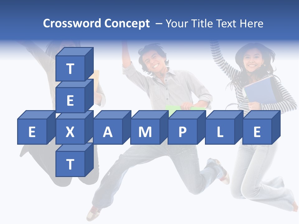 Excited Group Of Students Jumping, Isolated Over White PowerPoint Template