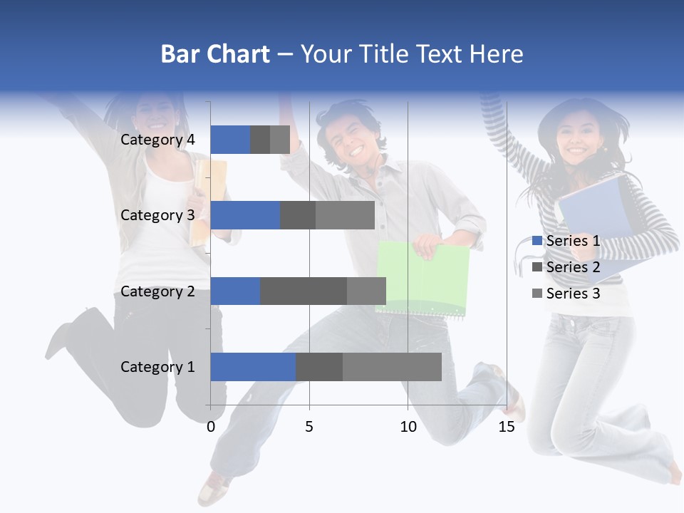 Excited Group Of Students Jumping, Isolated Over White PowerPoint Template