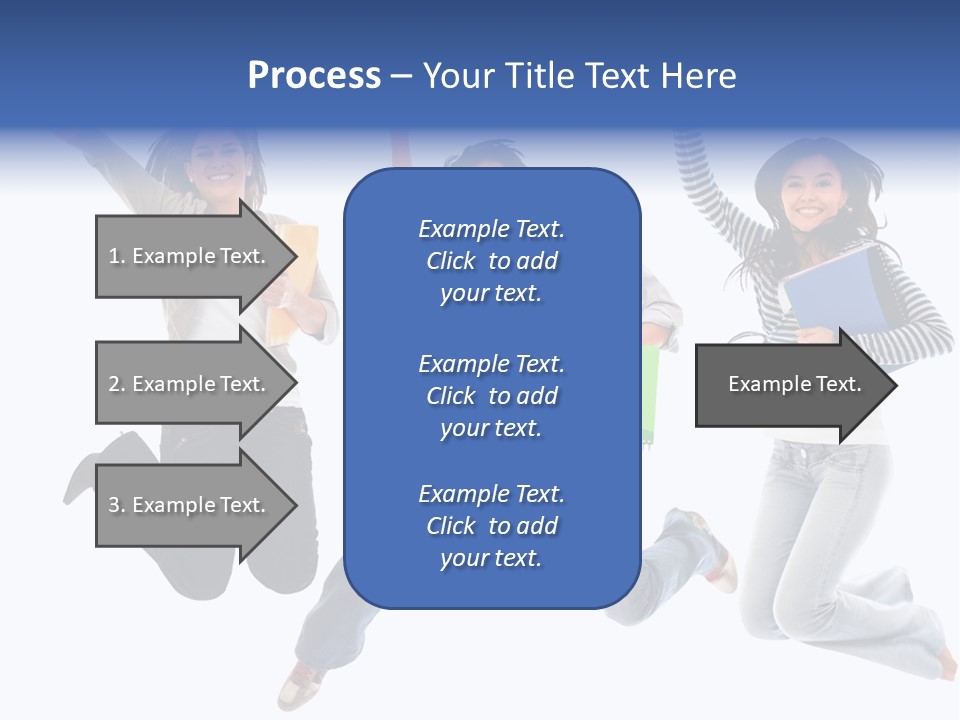Excited Group Of Students Jumping, Isolated Over White PowerPoint Template