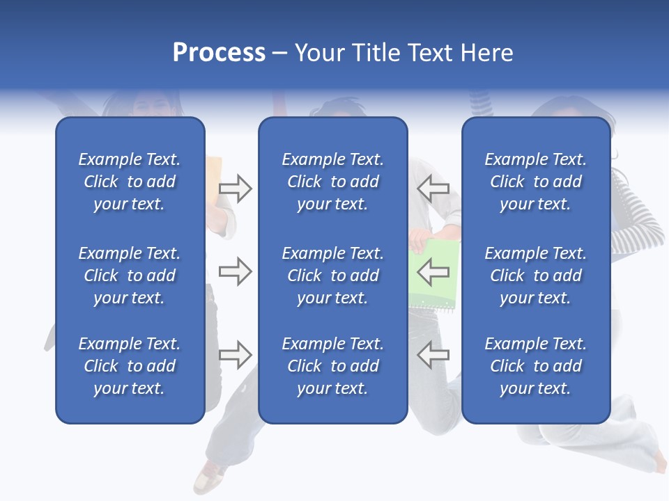 Excited Group Of Students Jumping, Isolated Over White PowerPoint Template