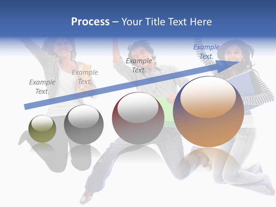 Excited Group Of Students Jumping, Isolated Over White PowerPoint Template