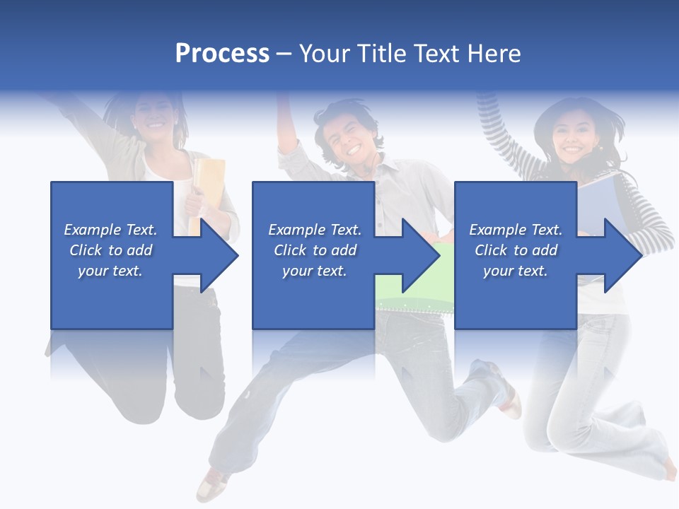 Excited Group Of Students Jumping, Isolated Over White PowerPoint Template