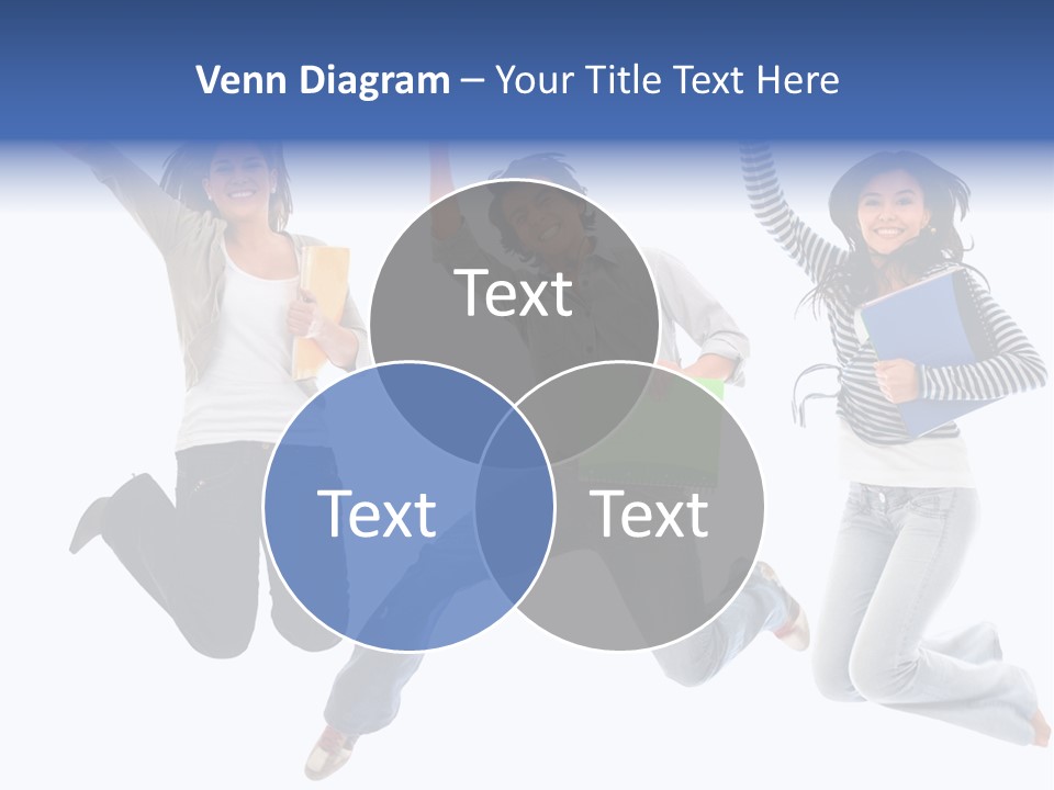 Excited Group Of Students Jumping, Isolated Over White PowerPoint Template