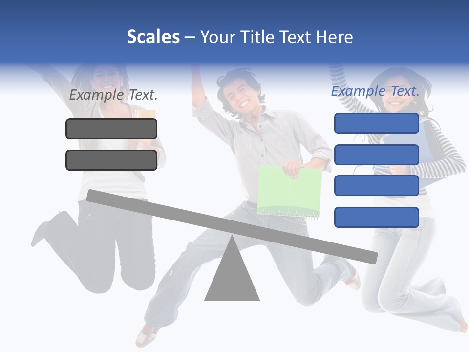 Excited Group Of Students Jumping, Isolated Over White PowerPoint Template