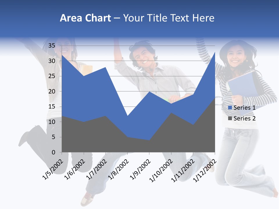 Excited Group Of Students Jumping, Isolated Over White PowerPoint Template