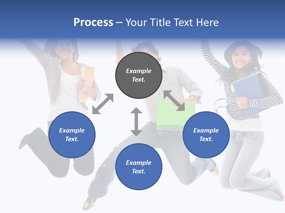 Excited Group Of Students Jumping, Isolated Over White PowerPoint Template