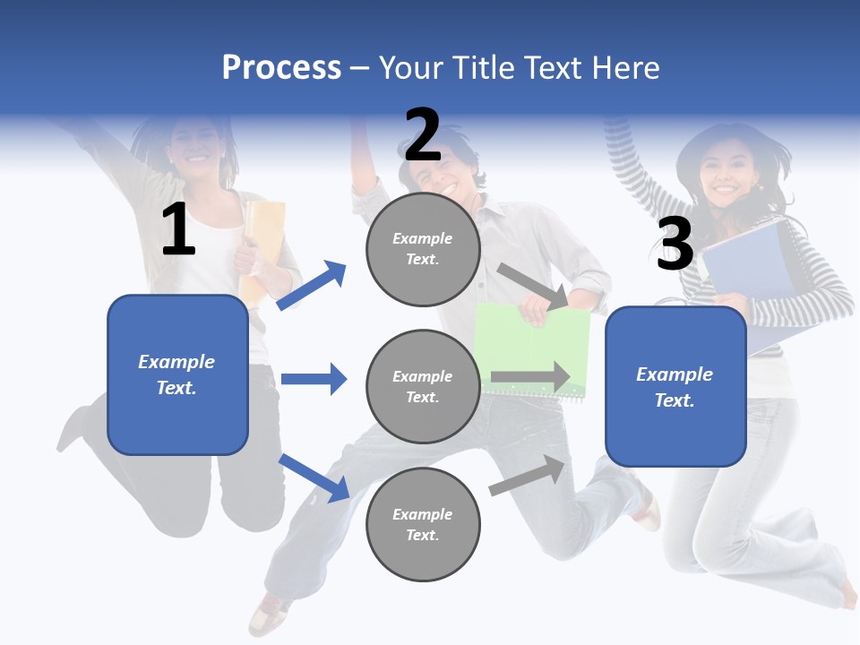 Excited Group Of Students Jumping, Isolated Over White PowerPoint Template