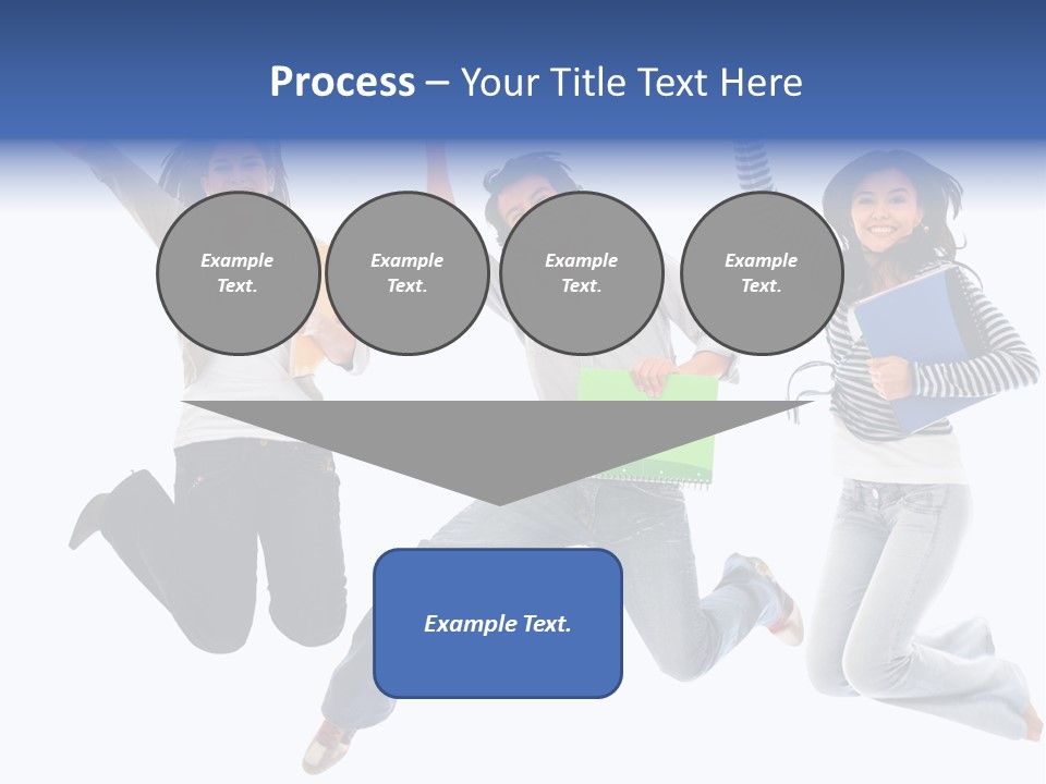 Excited Group Of Students Jumping, Isolated Over White PowerPoint Template