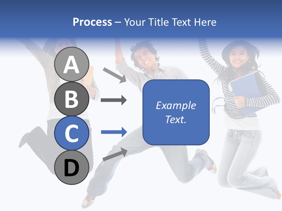 Excited Group Of Students Jumping, Isolated Over White PowerPoint Template