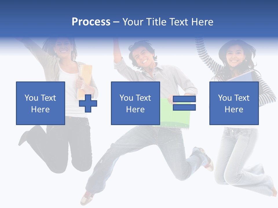 Excited Group Of Students Jumping, Isolated Over White PowerPoint Template