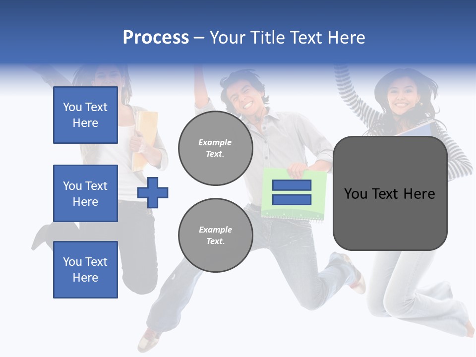 Excited Group Of Students Jumping, Isolated Over White PowerPoint Template