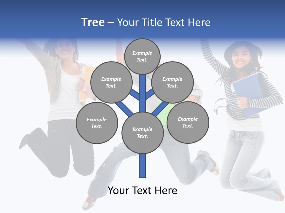 Excited Group Of Students Jumping, Isolated Over White PowerPoint Template