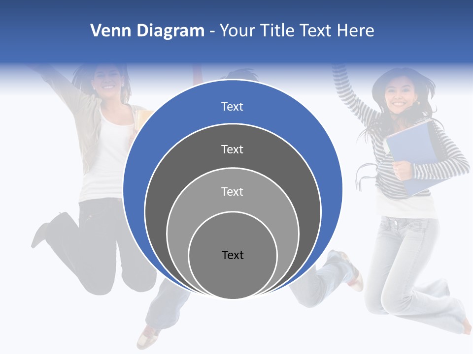 Excited Group Of Students Jumping, Isolated Over White PowerPoint Template