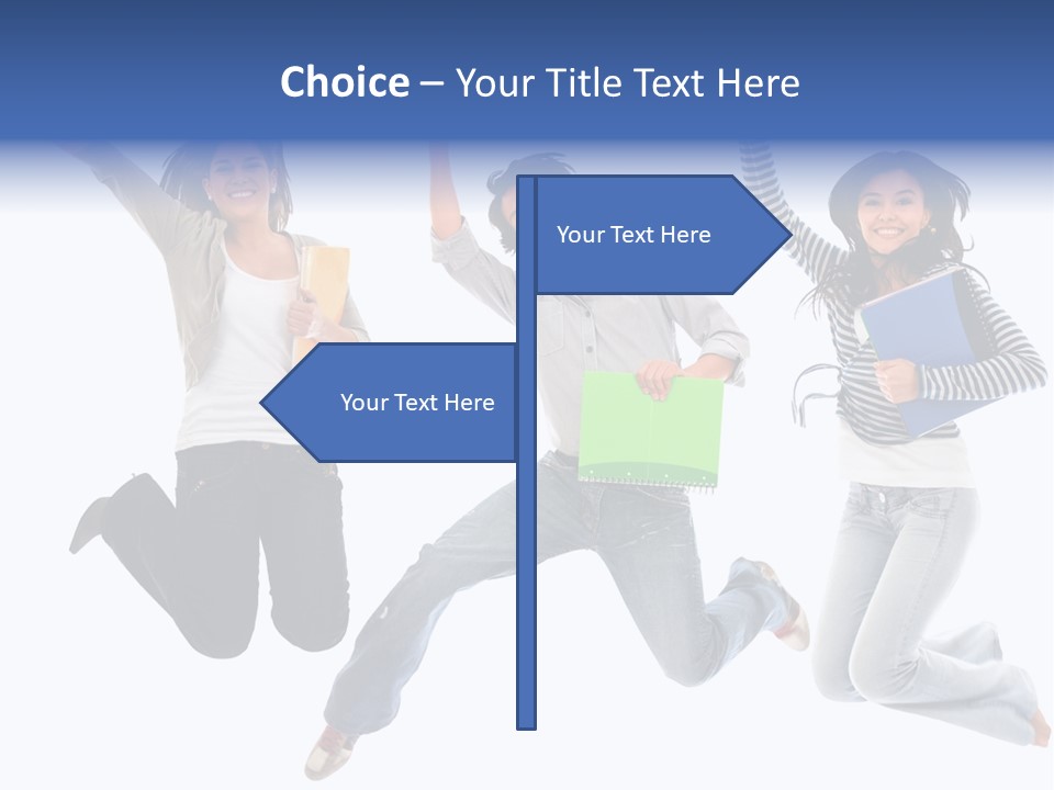 Excited Group Of Students Jumping, Isolated Over White PowerPoint Template