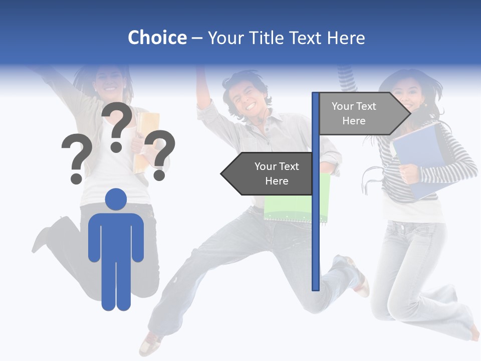 Excited Group Of Students Jumping, Isolated Over White PowerPoint Template