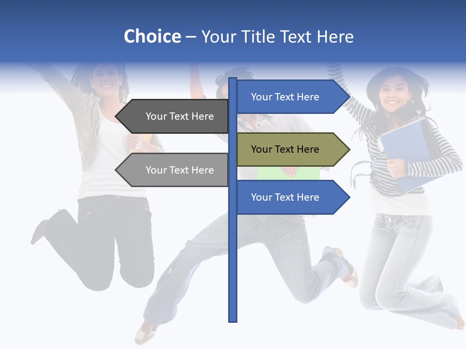 Excited Group Of Students Jumping, Isolated Over White PowerPoint Template
