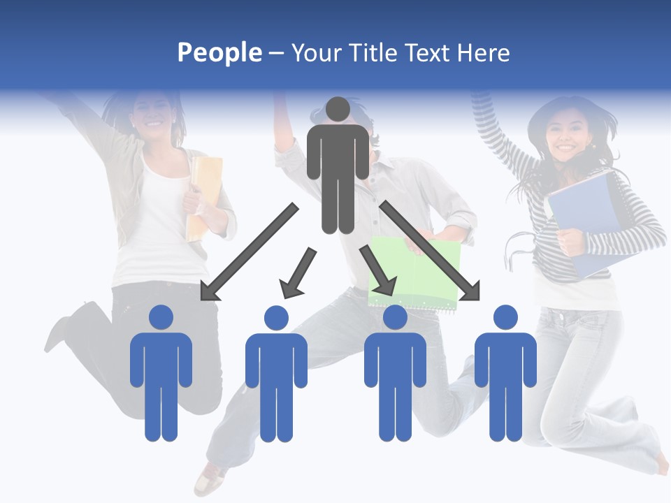 Excited Group Of Students Jumping, Isolated Over White PowerPoint Template