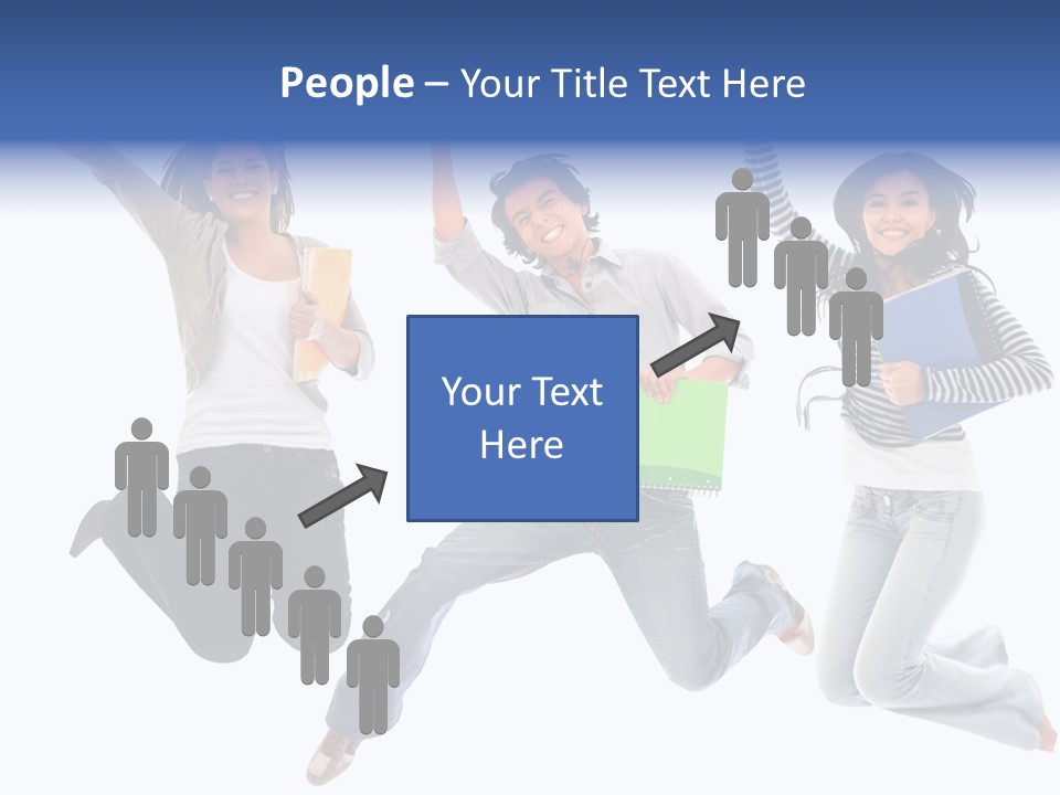 Excited Group Of Students Jumping, Isolated Over White PowerPoint Template