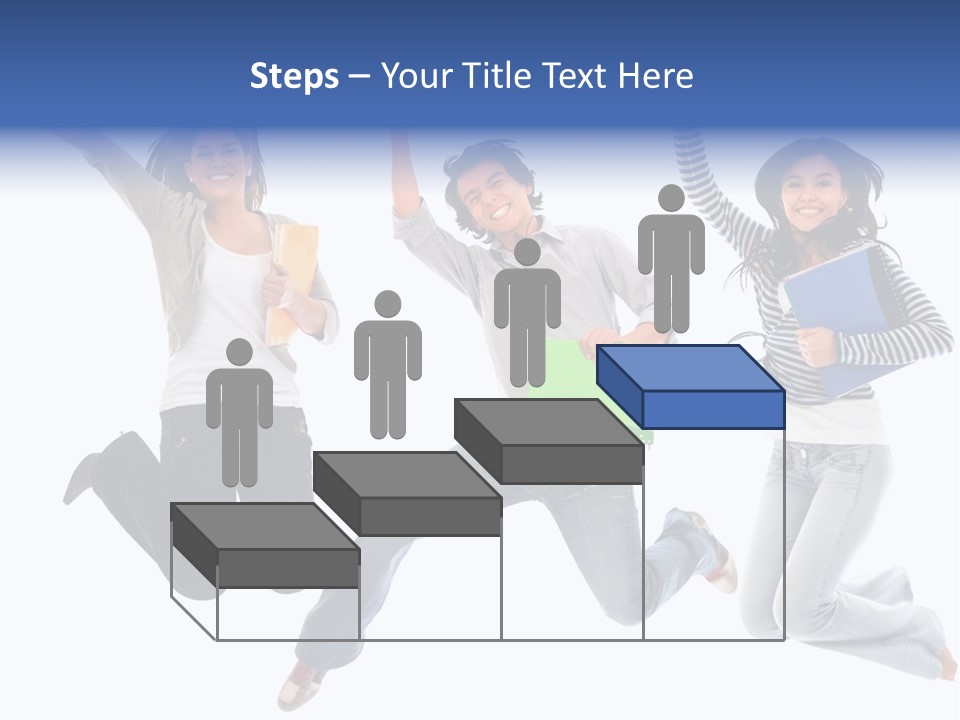 Excited Group Of Students Jumping, Isolated Over White PowerPoint Template