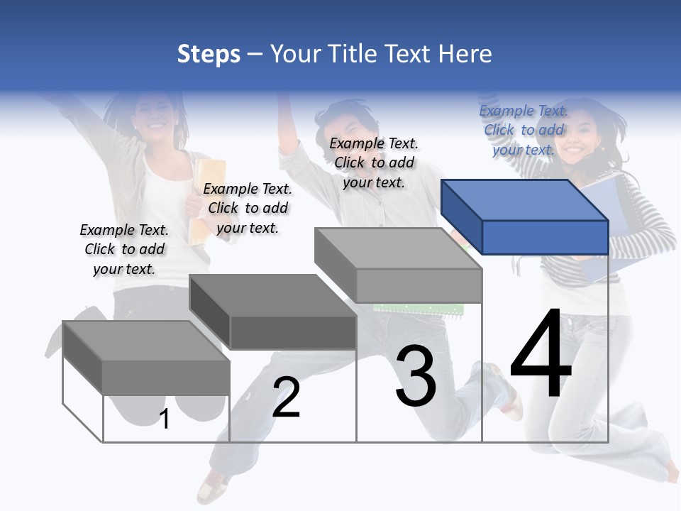 Excited Group Of Students Jumping, Isolated Over White PowerPoint Template