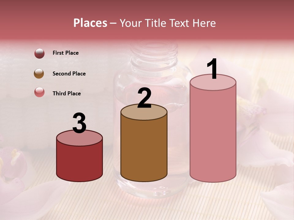 A Bottle Of Perfume Next To A Towel And Flowers PowerPoint Template