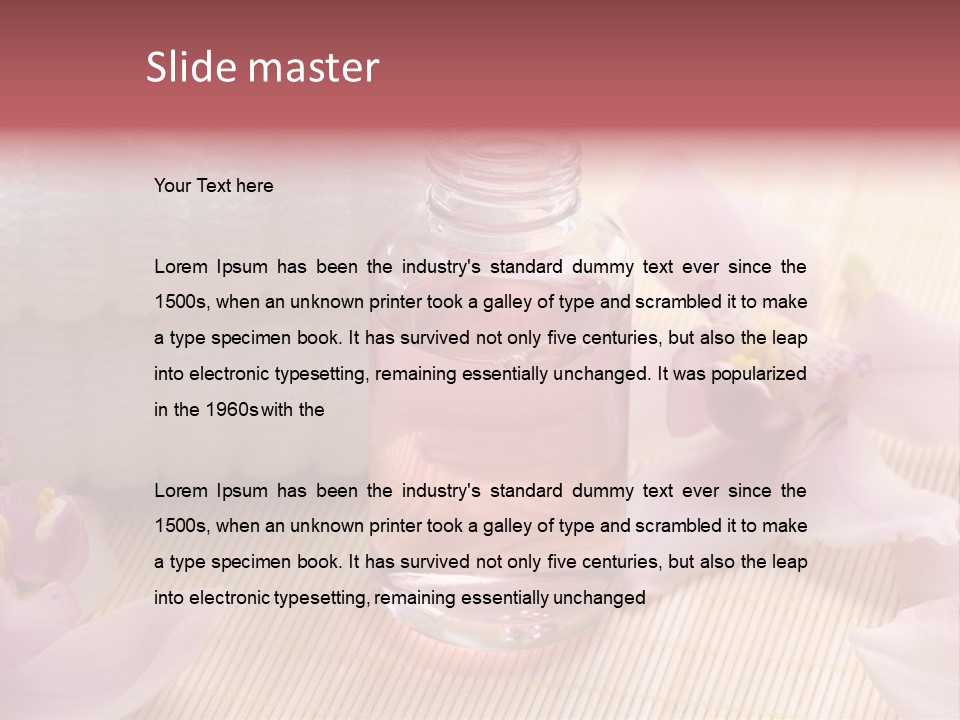 A Bottle Of Perfume Next To A Towel And Flowers PowerPoint Template