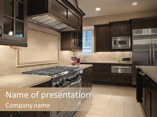 Luxury Kitchen With Granite Countertops PowerPoint Template