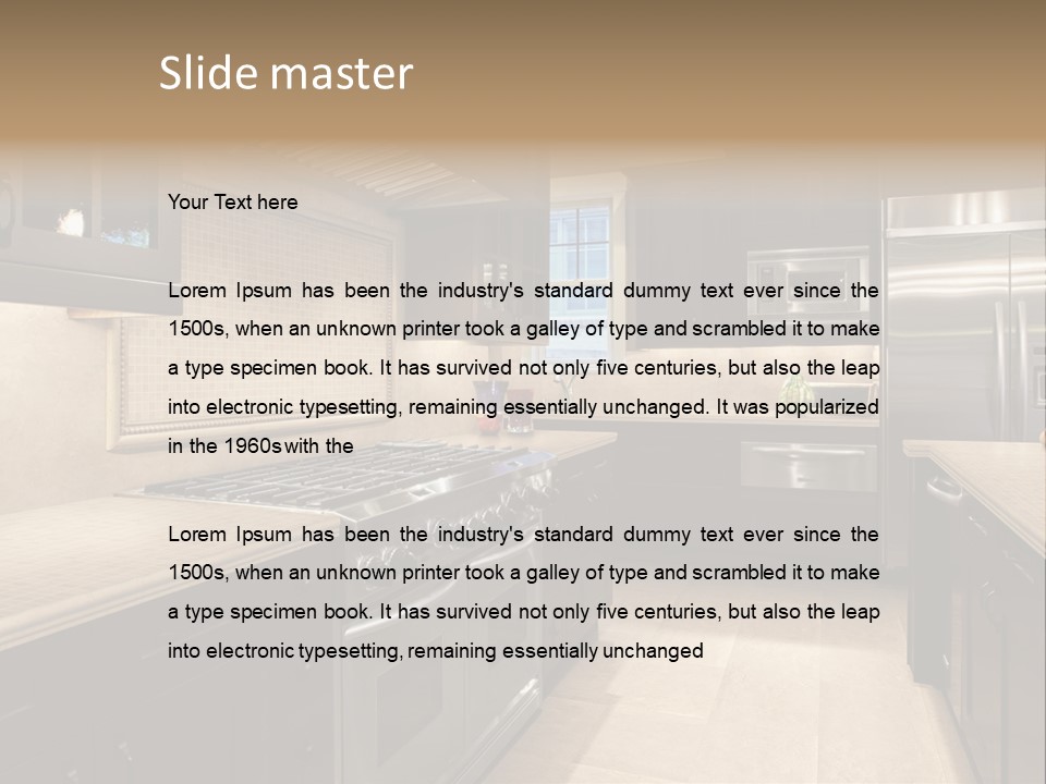 Luxury Kitchen With Granite Countertops PowerPoint Template