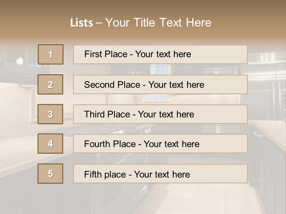 Luxury Kitchen With Granite Countertops PowerPoint Template