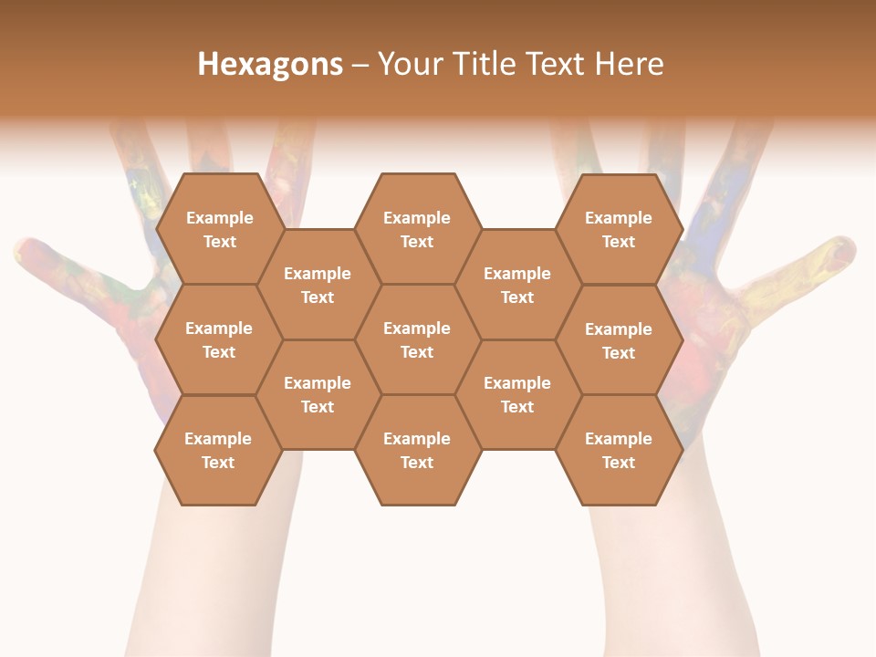 Kindergartner Rainbow Hand Painting Painted Hands PowerPoint Template