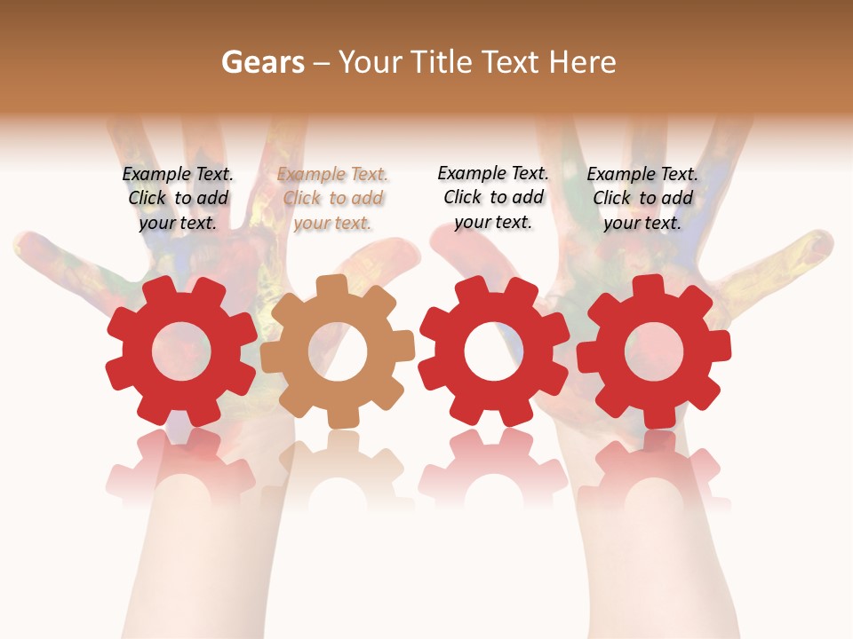 Kindergartner Rainbow Hand Painting Painted Hands PowerPoint Template