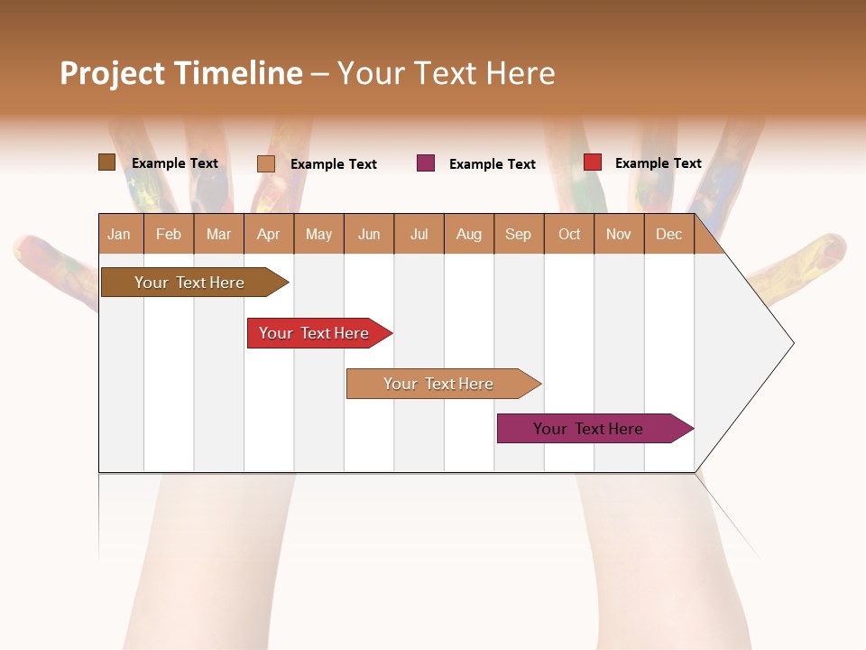 Kindergartner Rainbow Hand Painting Painted Hands PowerPoint Template