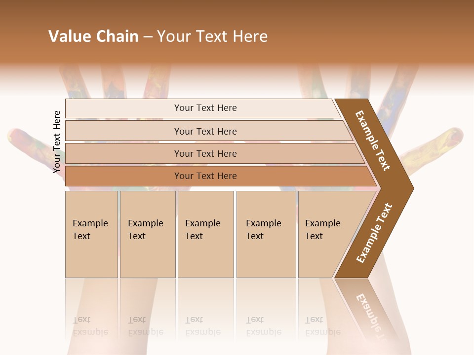 Kindergartner Rainbow Hand Painting Painted Hands PowerPoint Template