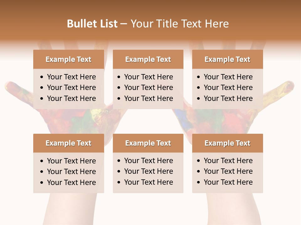 Kindergartner Rainbow Hand Painting Painted Hands PowerPoint Template